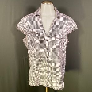 New York & Co polka dot button down blouse